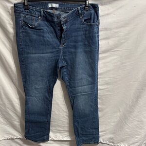 LOFT Women's Curvy Blue Straight Leg Jeans